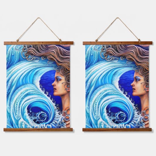 Fantasy Ocean Zee Wave Goddess Artwork Hangend Wandkleed (Dubbel)