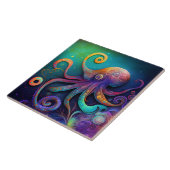 Fantasy Octopus, Waterverf Tegeltje (Zijkant)