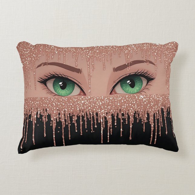 Fantasy-ogen Met Rose Goud Druppelend Accent Kussen (Voorkant)