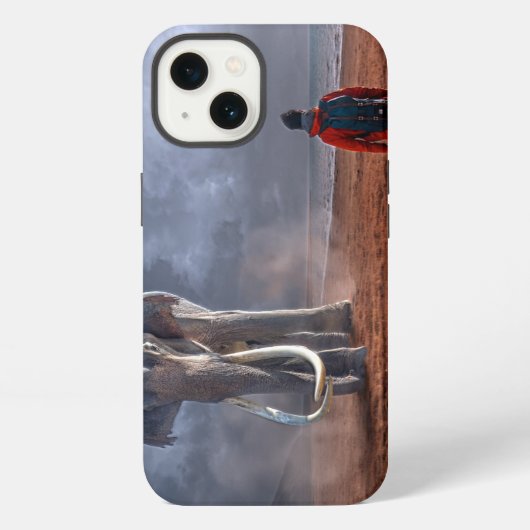 Fantasy Olifant en Mens iPhone Hoesje (Achterkant)