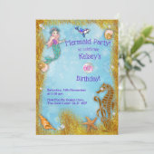 Fantasy onder de zee Zeemeermin Feestje Kaart (Staand voorkant)