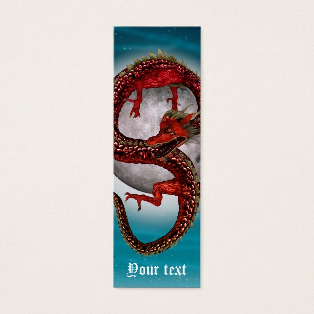 Fantasy Oosterse Rode Draak Mini Visitekaartjes (Voorkant)