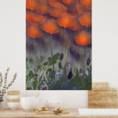 Fantasy Oranje Poppy Skies Poster (Keuken)