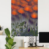Fantasy Oranje Poppy Skies Poster (Thuiskantoor)