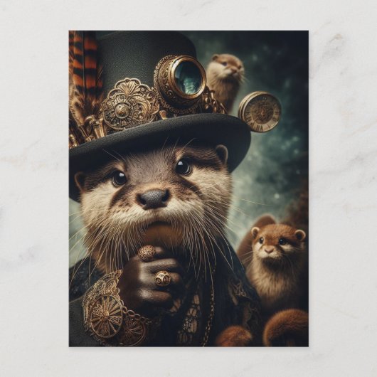 Fantasy Otter Steampunk Briefkaart (Voorkant)