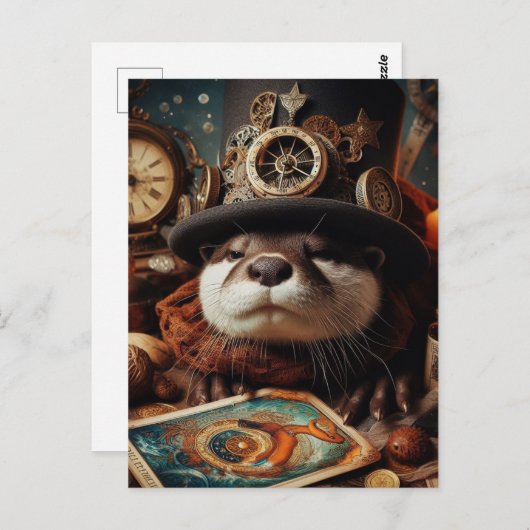 Fantasy Otter Steampunk Tarot Kaart Reader (Voorkant / Achterkant)