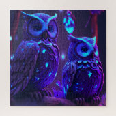 Fantasy Owl in Blue Light Jigzaag Puzzle Legpuzzel (Verticaal)