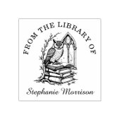 Fantasy Owl Library Ex Libris Bookplate Stamp Rubberstempel (Afrduk)