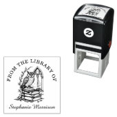 Fantasy Owl Library Ex Libris Bookplate Stamp Zelfinktende Stempel (In situ)