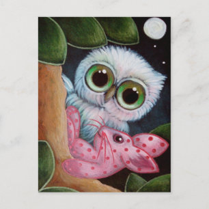 Fantasy Owl met Pink Bunny Rabbit Speelgoed - Brie Briefkaart