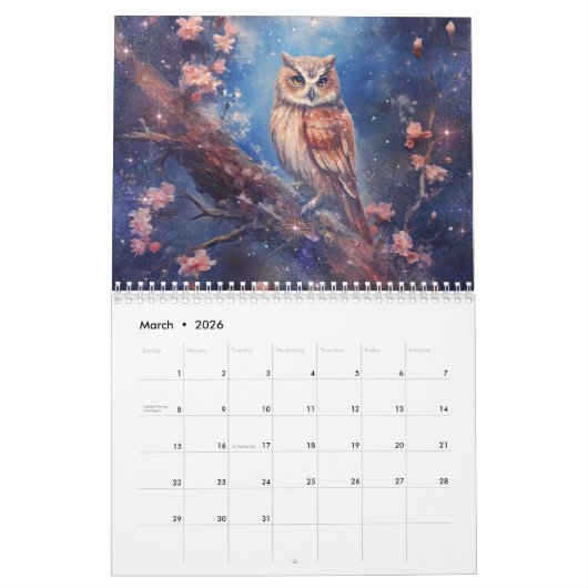 Fantasy Owls in Abstract Style Kalender (Mar 2026)