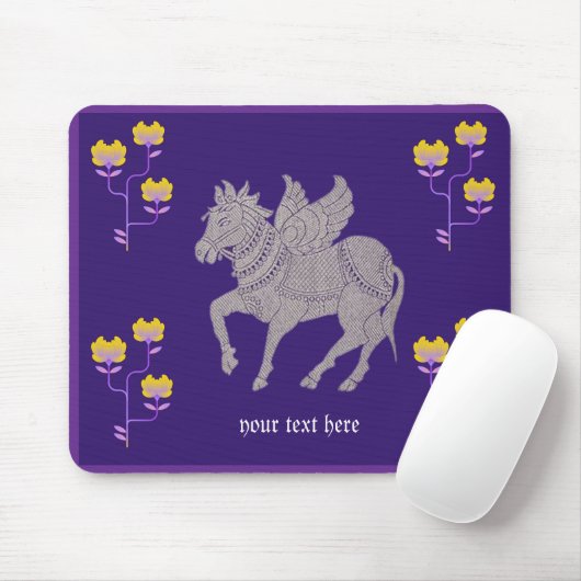Fantasy paard en bloem mousepad muismat (Met muis)