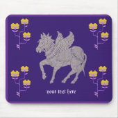 Fantasy paard en bloem mousepad muismat (Voorkant)