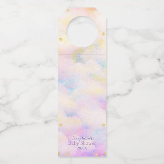 Fantasy Paars Girls Dragon Baby shower Flessenhanger (Achterkant)