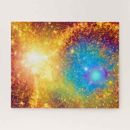 Fantasy Paarse en gouden glanzende supernova Legpuzzel (Horizontaal)