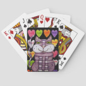 Fantasy Paarse Kat Kleurrijke Candy Harten Speelkaarten (Achterkant)