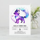 Fantasy Paarse Wolf Digitaal Meisje Verjaardag Kaart (Staand voorkant)