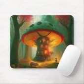 Fantasy Paddenstoel Boomhut Met Varkens Muismat (Met muis)