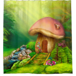 Fantasy paddenstoel douchegordijn