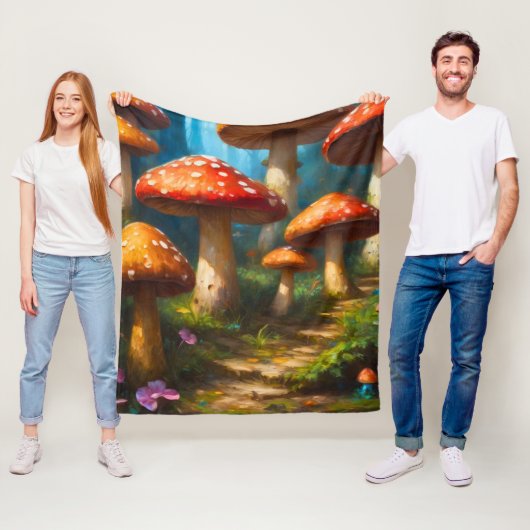 Fantasy Paddenstoel Fleece Deken (In situ)