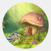 Fantasy paddenstoel ronde sticker (Voorkant)