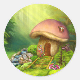 Fantasy paddenstoel ronde sticker