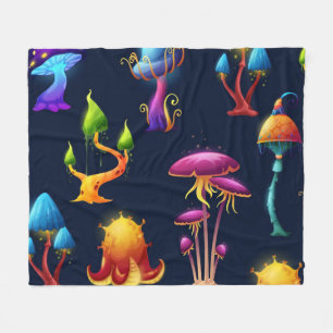 Fantasy Paddenstoelen Bos Patroon – Kleurrijk Magi Fleece Deken