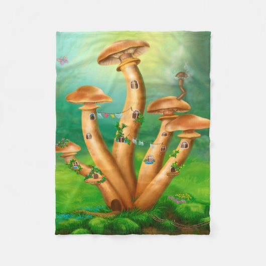 Fantasy Paddenstoelen honingagarica in huis Fleece Deken (Voorkant)