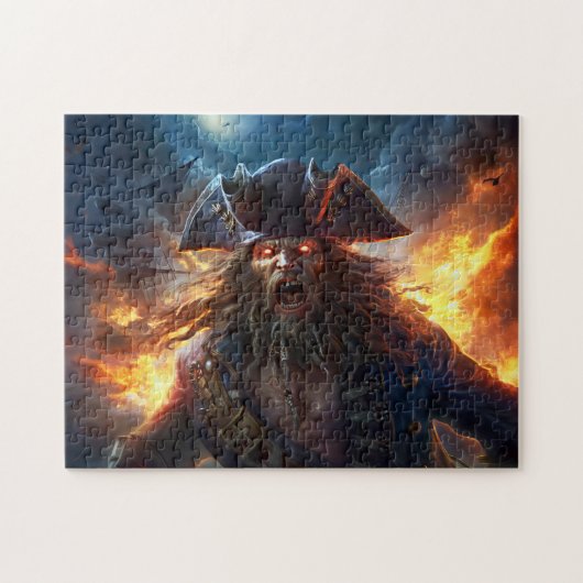 Fantasy Painting Flaming Pirate in Battle Scene Legpuzzel (Horizontaal)