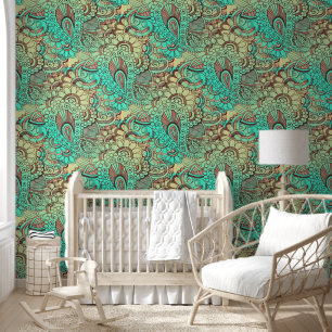 Fantasy Paisley Ornamenten Naadloze Patroon 10 Behang