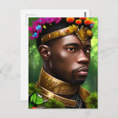 Fantasy Paladin Zwart Mannen Portret Briefkaart (Voorkant / Achterkant)