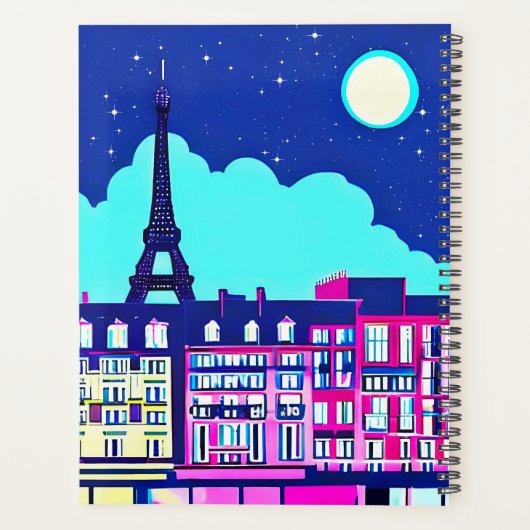 Fantasy Parijs Onder een Volle Maan Planner (Achterkant)