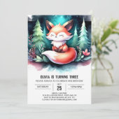 Fantasy Pastel Fox Verjaardag digitaal Kaart (Staand voorkant)