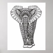 Fantasy Patterned Elephant Doodle 2 Poster (Voorkant)