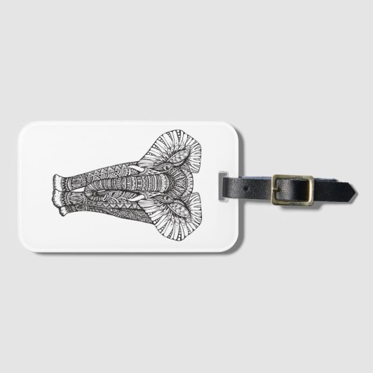 Fantasy Patterned Elephant Doodle Bagagelabel (Voorkant (horizontaal))