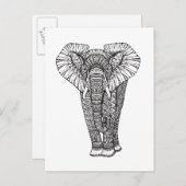 Fantasy Patterned Elephant Doodle Briefkaart (Voorkant / Achterkant)