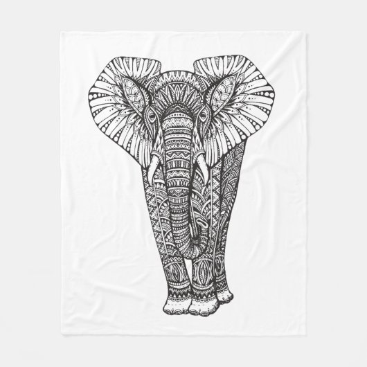 Fantasy Patterned Elephant Doodle Fleece Deken (Voorkant)