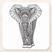 Fantasy Patterned Elephant Doodle Kartonnen Onderzetters (Voorkant)