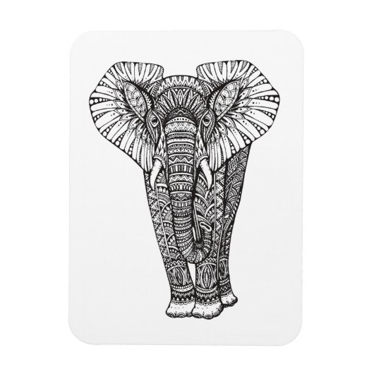 Fantasy Patterned Elephant Doodle Magneet (Verticaal)