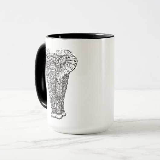 Fantasy Patterned Elephant Doodle Mok (Voorkant links)