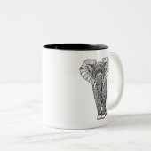 Fantasy Patterned Elephant Doodle Tweekleurige Koffiemok (Voorkant rechts)
