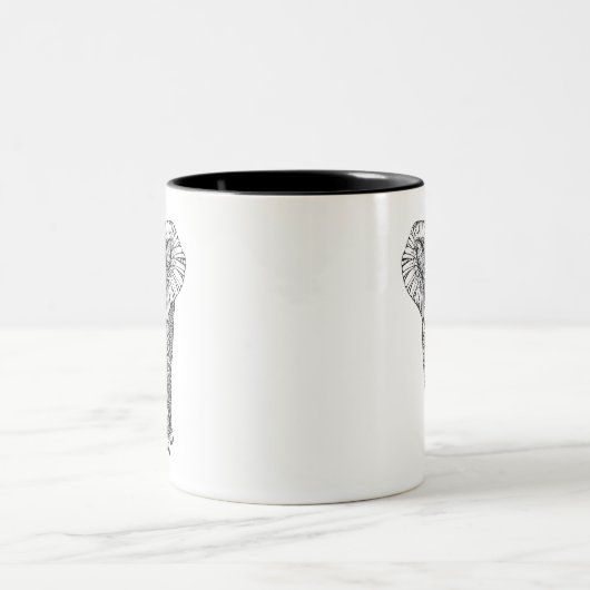 Fantasy Patterned Elephant Doodle Tweekleurige Koffiemok (Center)