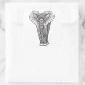 Fantasy Patterned Elephant Doodle Vierkante Sticker (Tas)