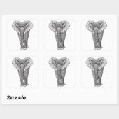 Fantasy Patterned Elephant Doodle Vierkante Sticker (Vel)