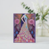 Fantasy Pauw Huwelijksjurk Sprookjes Bruid Post Briefkaart (Staand voorkant)