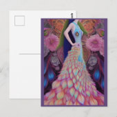 Fantasy Pauw Huwelijksjurk Sprookjes Bruid Post Briefkaart (Voorkant / Achterkant)