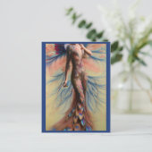 Fantasy Pauwenkijk Bruidsjurk Sprookjes Bruid Post Briefkaart (Staand voorkant)