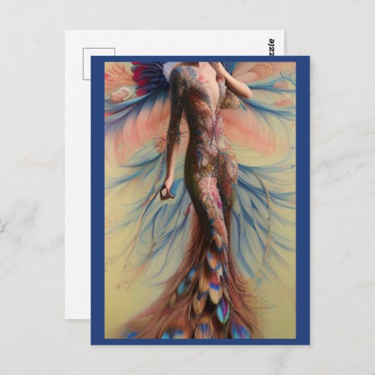 Fantasy Pauwenkijk Bruidsjurk Sprookjes Bruid Post Briefkaart (Voorkant / Achterkant)