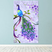 Fantasy Peacock 3-paneel Canvas Afdruk (Insitu (Houten vloer))