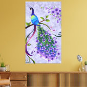 Fantasy Peacock 3-paneel Canvas Afdruk (Insitu (Woonkamer))
